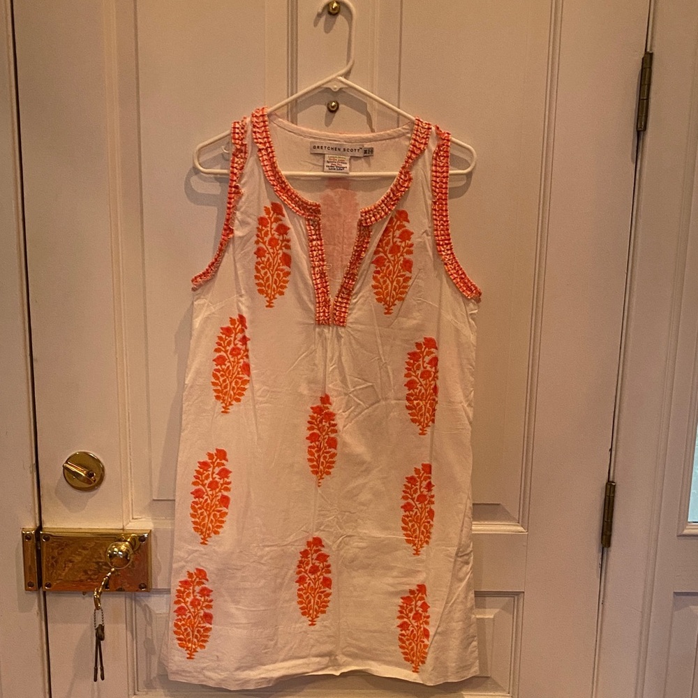 Gretchen Scott Designs White and Orange Dress